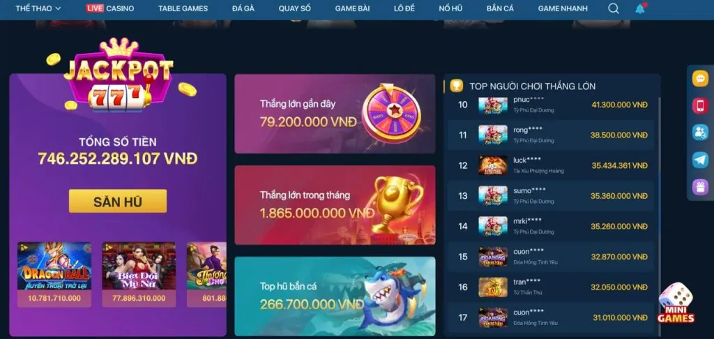 Thưởng vòng quay miễn phí Slot Game 77win1
